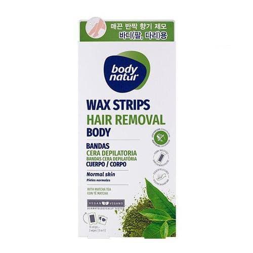 Bodynatur Hair Removal Wax Strips Body Normal And Dry Skin With Matcha Tea 