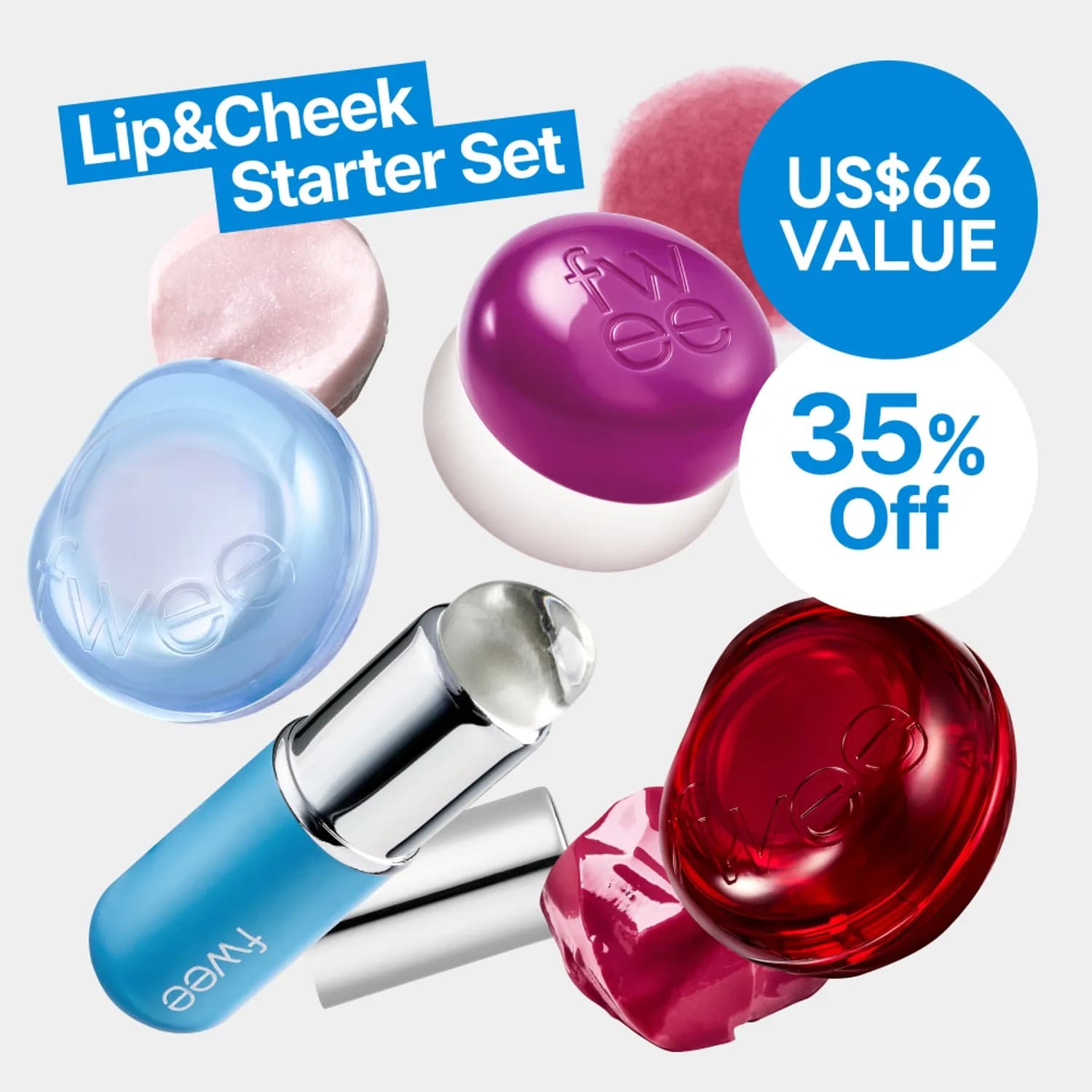 fwee TRIPLE Lip&Cheek Pots & Jumbo Brush Set (2 options)