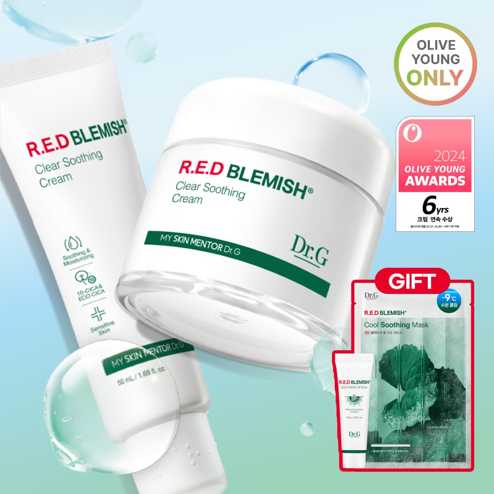 Dr.G Red Blemish Clear Soothing Cream 70ml Set (+50ml+Sun Cream 10ml+Mask Sheet 1ea)