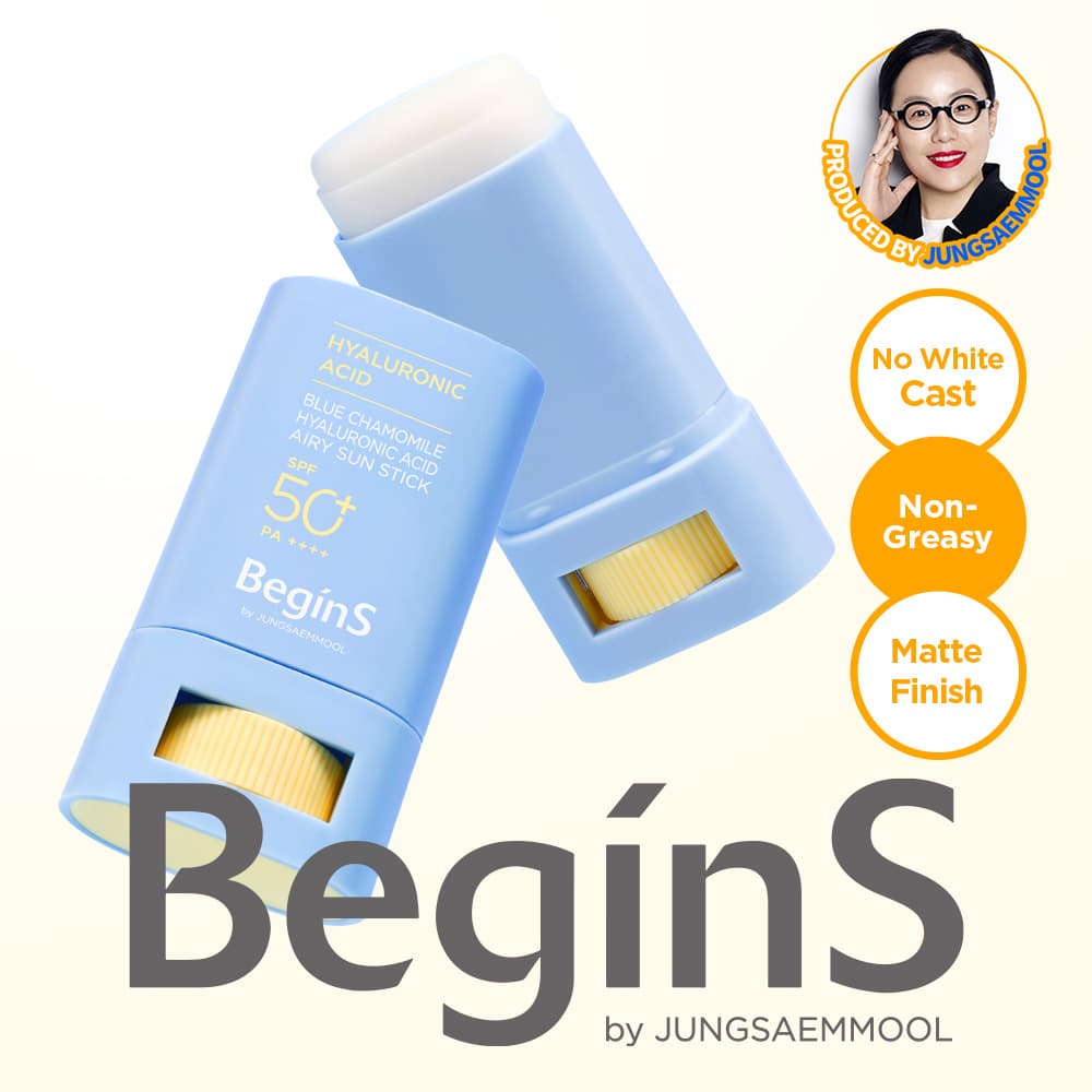 begins by JUNGSAEMMOOL Blue Chamomile Hyaluronic Acid Airy Sun Stick 15g
