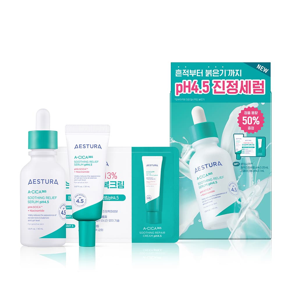 AESTURA A-Cica 365 Soothing Relief Serum pH4.5 40ml Special Set (+A-Cica Serum 20ml+A-Cica Cream 1ml)
