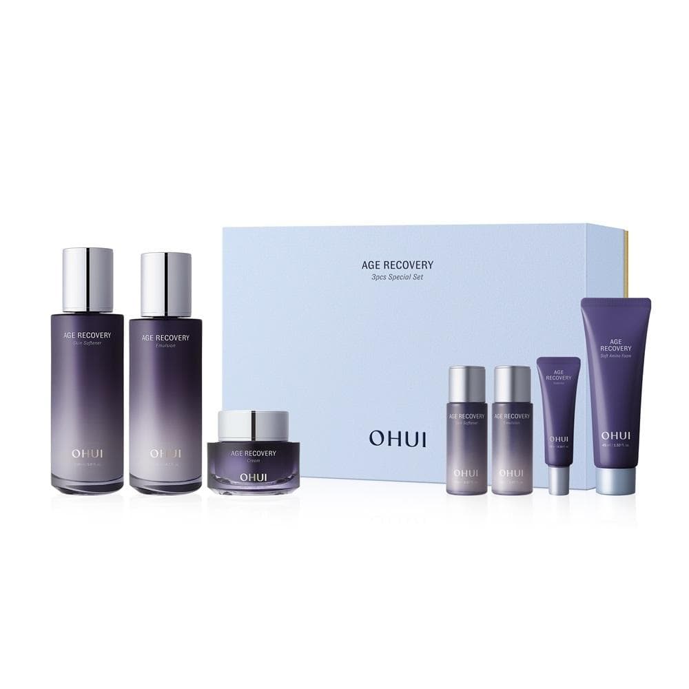 OHUI Age Recovery 3P Set (Skin Softener 150ml+Emulsion 140ml+Cream 25ml+Skin Softener 20ml+Emulsion 20ml+Essence 10ml+Foam Cleanse