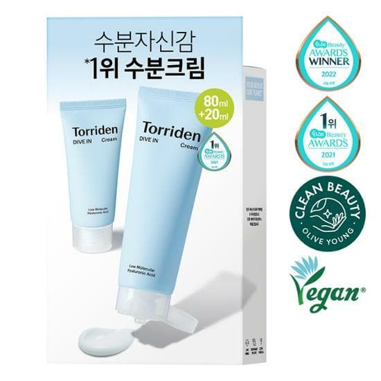 Torriden Dive-In Cream Low Molecular Hyaluronic Acid with Sh-EGF 80mL Special Set (Special Gift: 20mL)