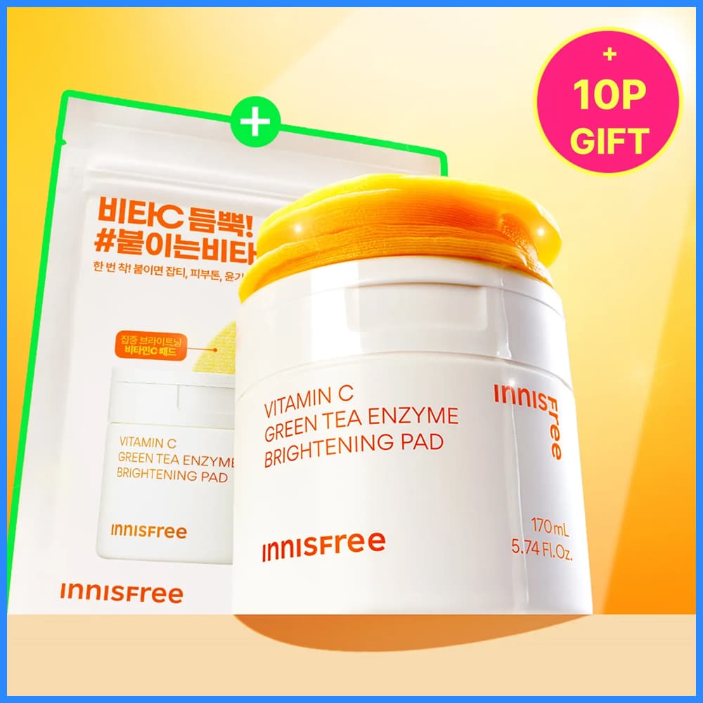 INNISFREE Vita C Green Tea Enzyme Brightening Pad 60P Set (+10P)