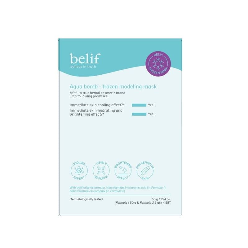 belif Aqua Bomb Frozen Modeling Mask 4 Servings Set (+Mixing Bowl+Spatula)