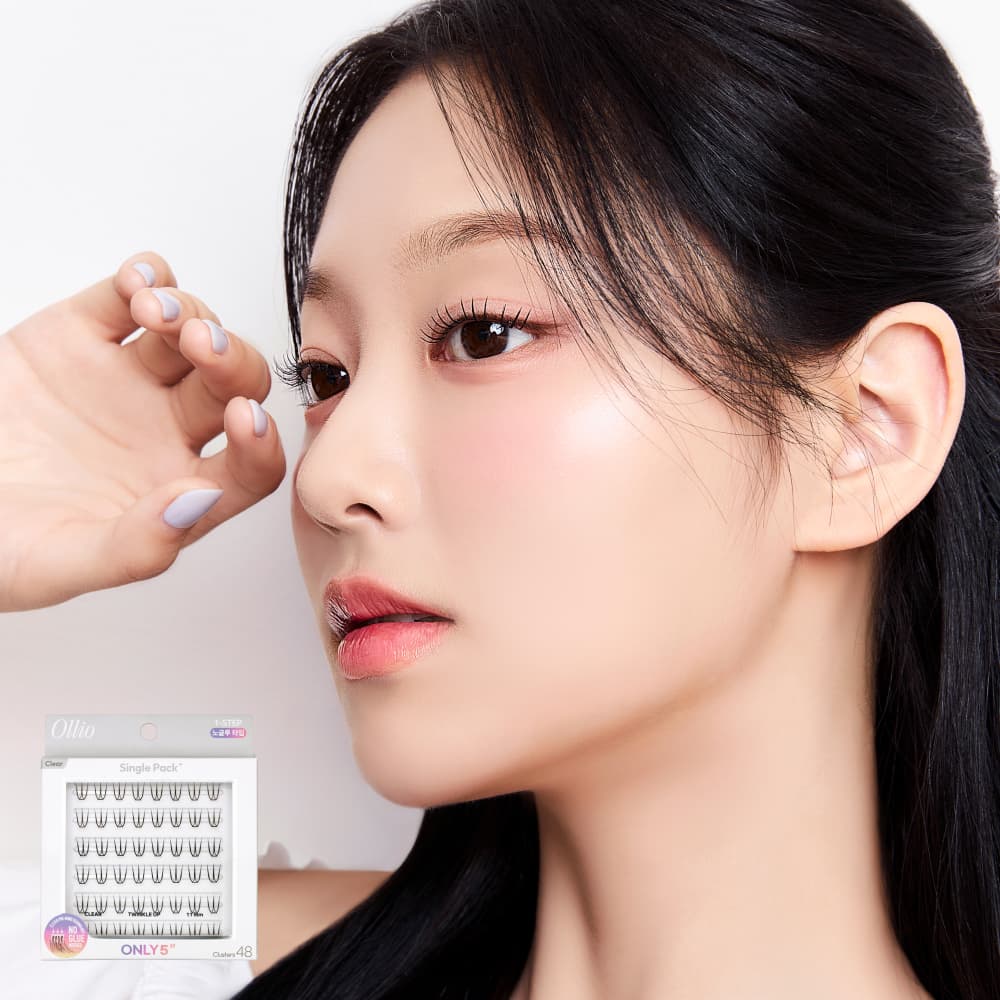 Ollio No Glue Eyelash #Clear Single [PACK Plus] (Short/Wide) (48pcs/36pcs)