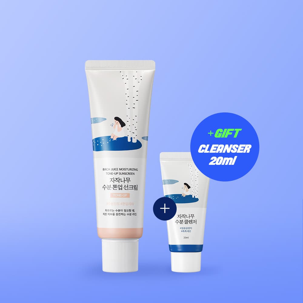 ROUND LAB BIRCH JUICE MOISTURIZING TONE-UP SUNSCREEN 50ml Special Set (+Cleanser 20mL)