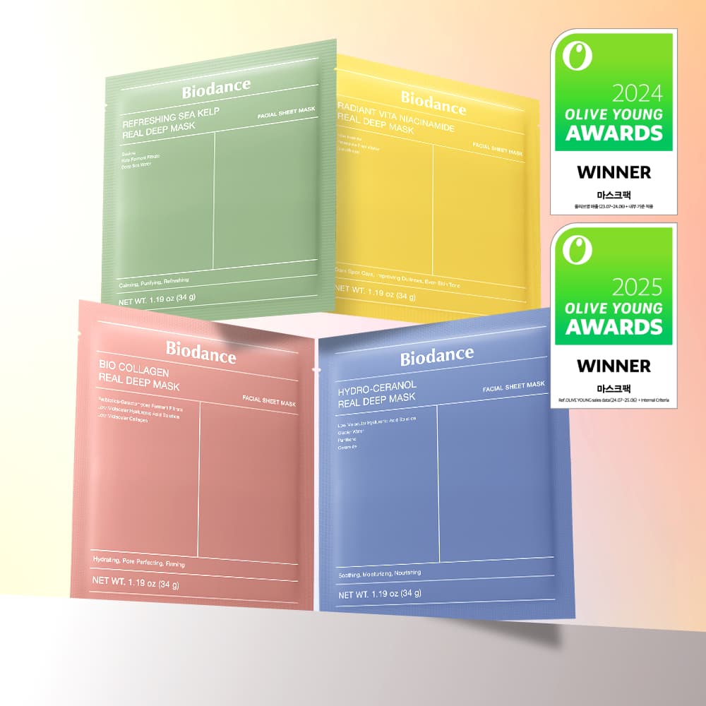BIODANCE Real Deep Mask Sheet 1ea (Bio-Collagen/Refreshing Sea Kelp/Vita Niacinamide/Hydro Cera-Nol)