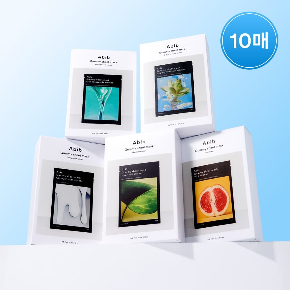 Abib Gummy Sheet Mask Sticker (10 sheet) &ndash; Heartleaf / Sedum Hyaluron / Madecassoside / Collagen Milk / Vita