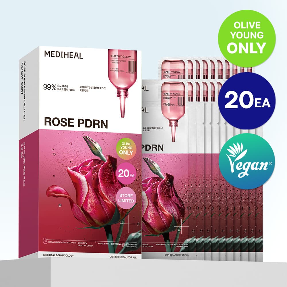 MEDIHEAL Rose PDRN Essential Mask Sheet For Healthy Glow 20ea