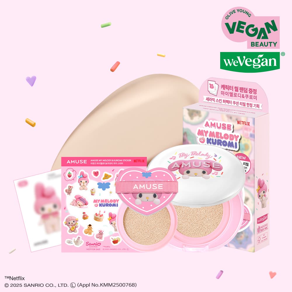 [MY MELODY EDITION] AMUSE Ceramic Skin Perfector Cushion (+Refill, Stickers)