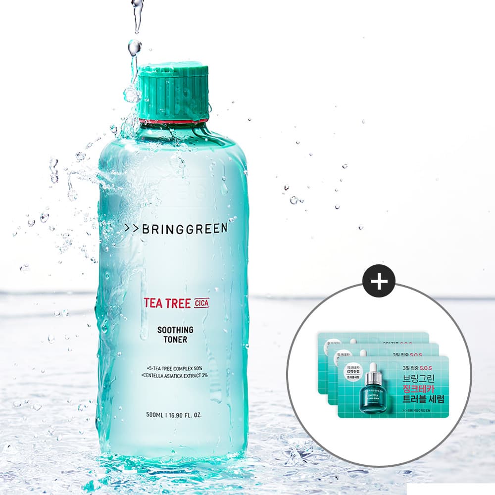 BRINGGREEN Tea Tree Cica Soothing Toner 500mL Special Set (+Trouble Serum 3ml)