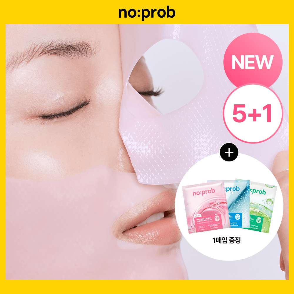 NoProb Hydrogel Mask Sheet Volume Glow 5+1 Set (Pink Collagen/Blue Azulene/Green Apple)