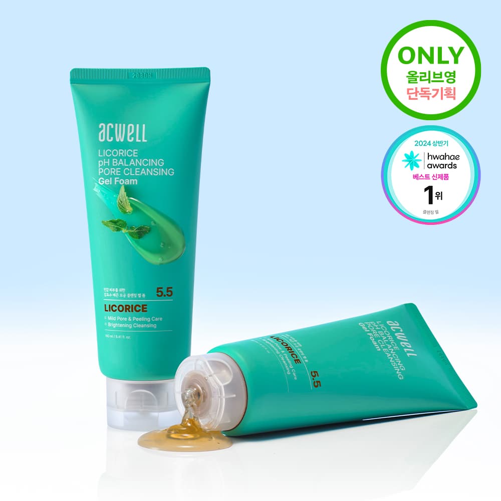 Acwell Licorice pH Balancing Pore Cleansing Gel Foam Double Set (160mL+160mL)