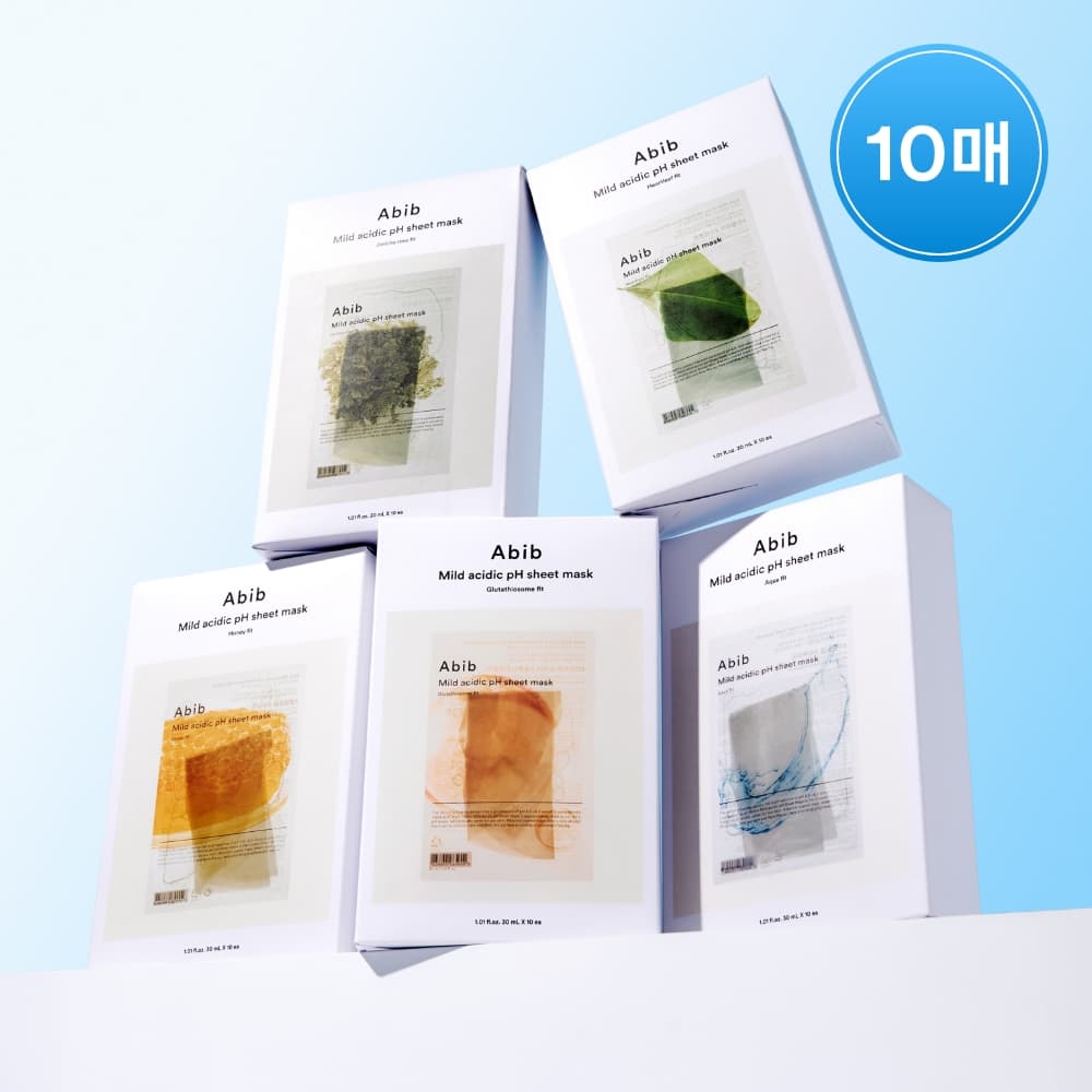 Abib Mild Acidic pH Sheet Mask (10 sheet) &ndash; Heartleaf / Jericho Rose / Aqua / Glutathione / Honey