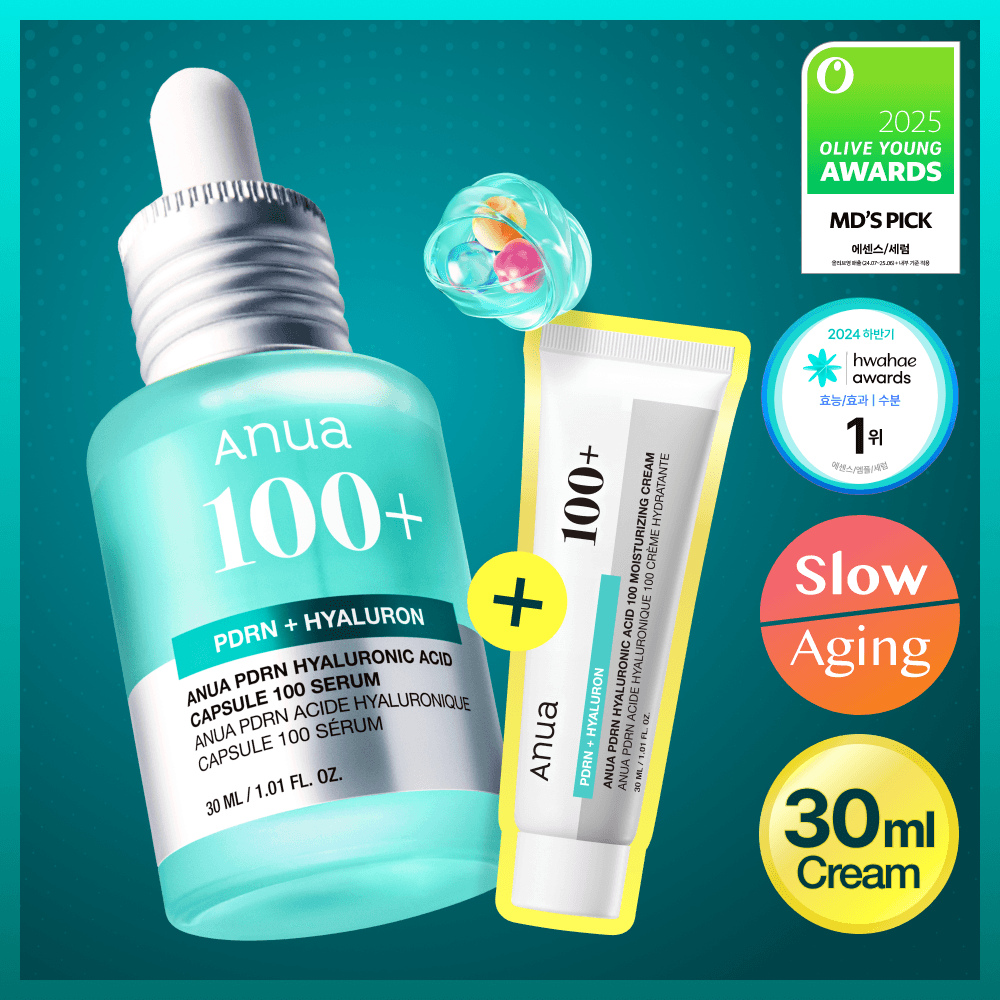 Anua PDRN Hyaluronic Acid Capsule 100 Serum 30ml Set (+Cream 30ml)