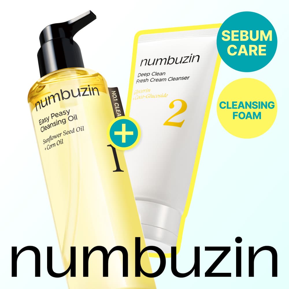 numbuzin No.1 Easy Peasy Cleansing Oil 300mL Package (+No.2 Deep Clean Fresh Cream Cleanser 120mL Gift)