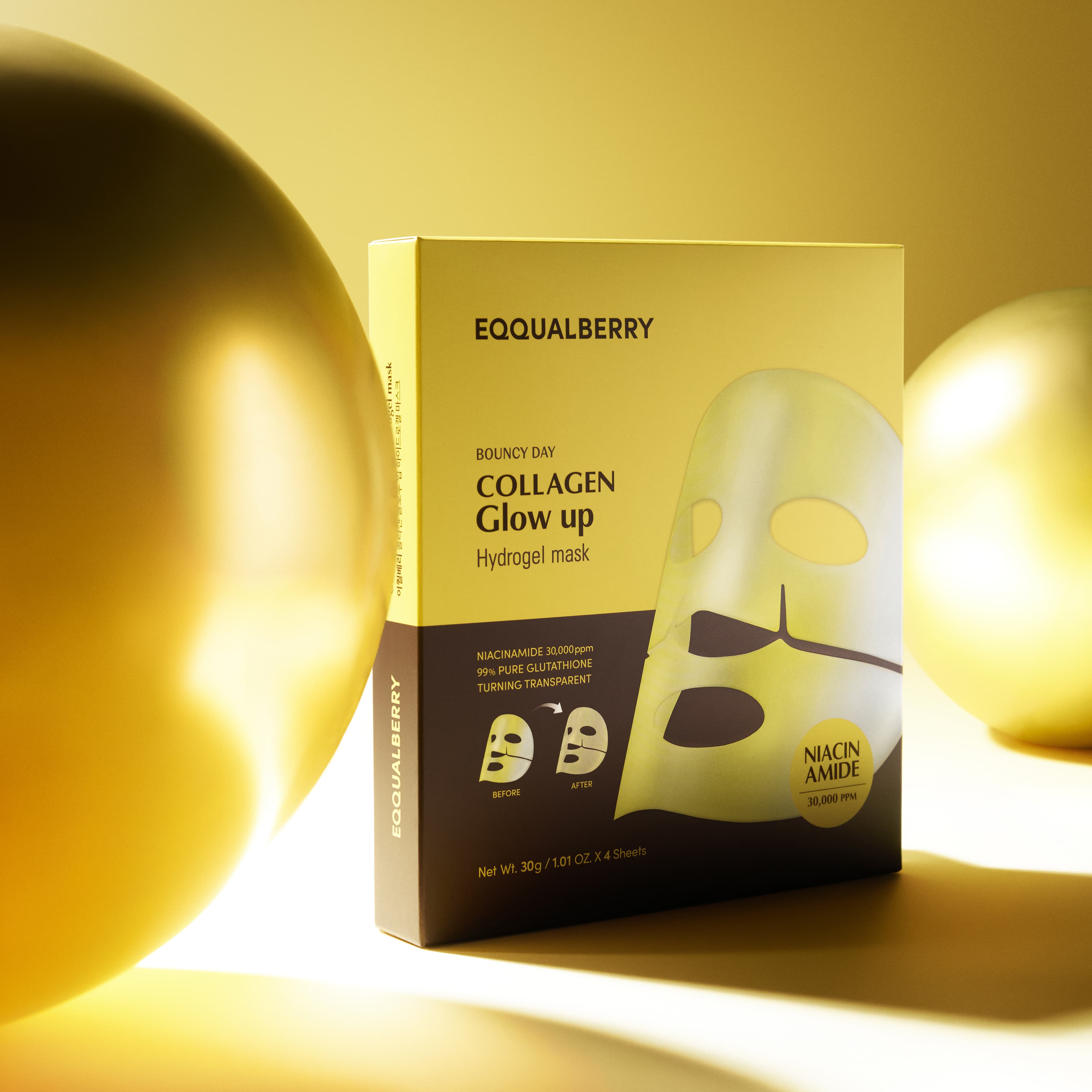 EQQUALBERRY Collagen Glow Up Hydrogel Mask 4P